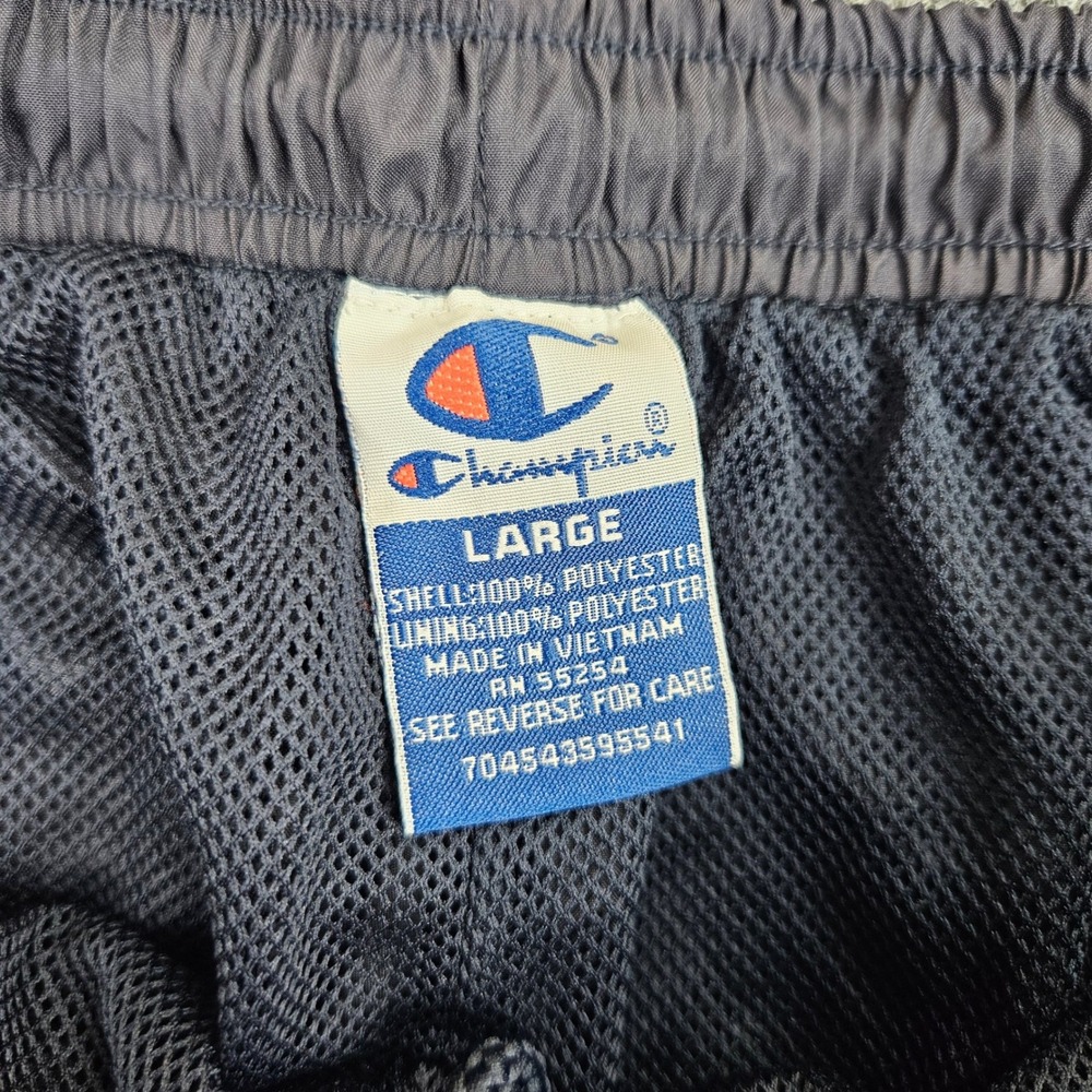 Champion Windbreaker Track Pants Men's L Blue/Gray Baggy Ankle Zip Y2K Vintage - Picture 2 of 8